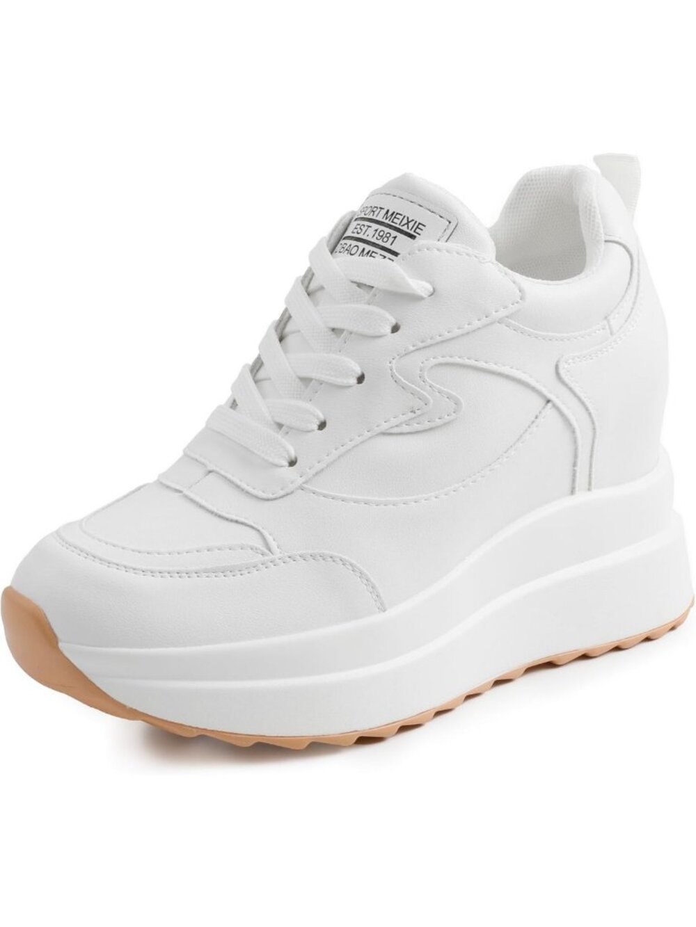 Stylish High Hidden Heel Platform Sneakers for Women - Wedge Lace-Up Design